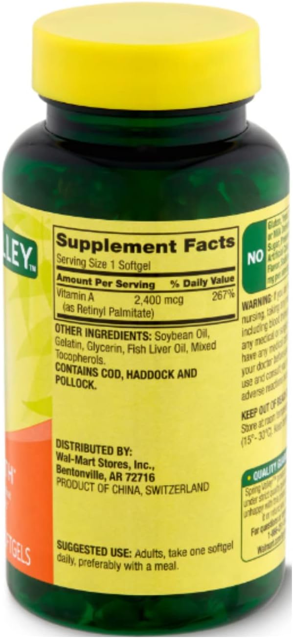 Spring Valley Vitamin A Supplement 2400 mcg, 250 Tablets - görsel 3