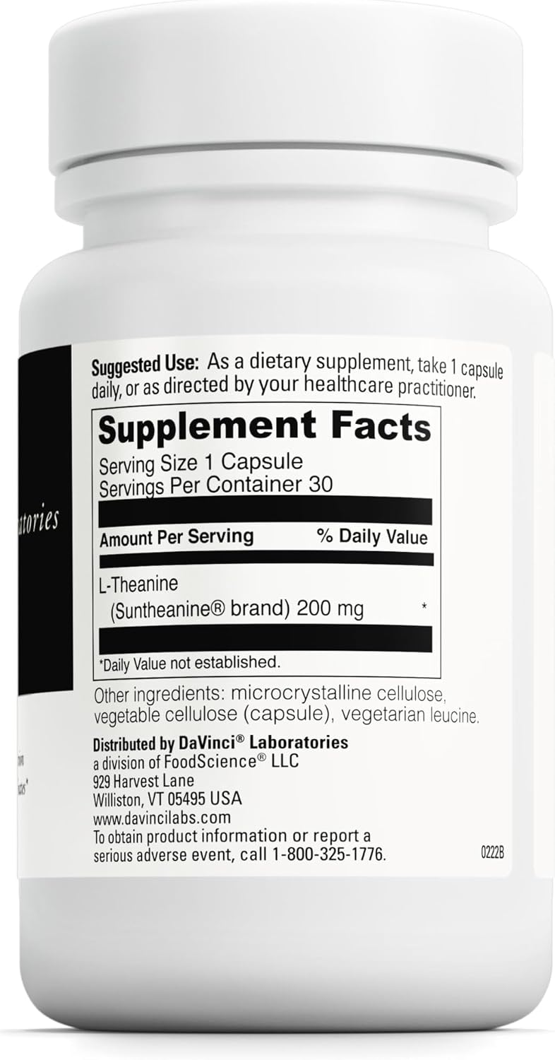 DAVINCI Labs L-Theanine 200 mg - 30 Vegetarian Capsules - görsel 2