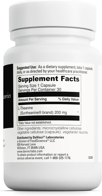 DAVINCI Labs L-Theanine 200 mg - 30 Vegetarian Capsules