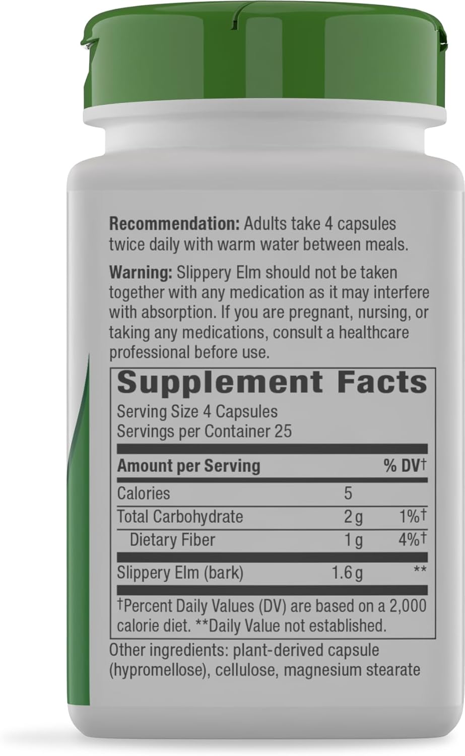Nature's Way Slippery Elm Bark Capsules – Traditional Digestive Support – 1,600 mg per Serving – Vegan – 100 Capsules - görsel 8