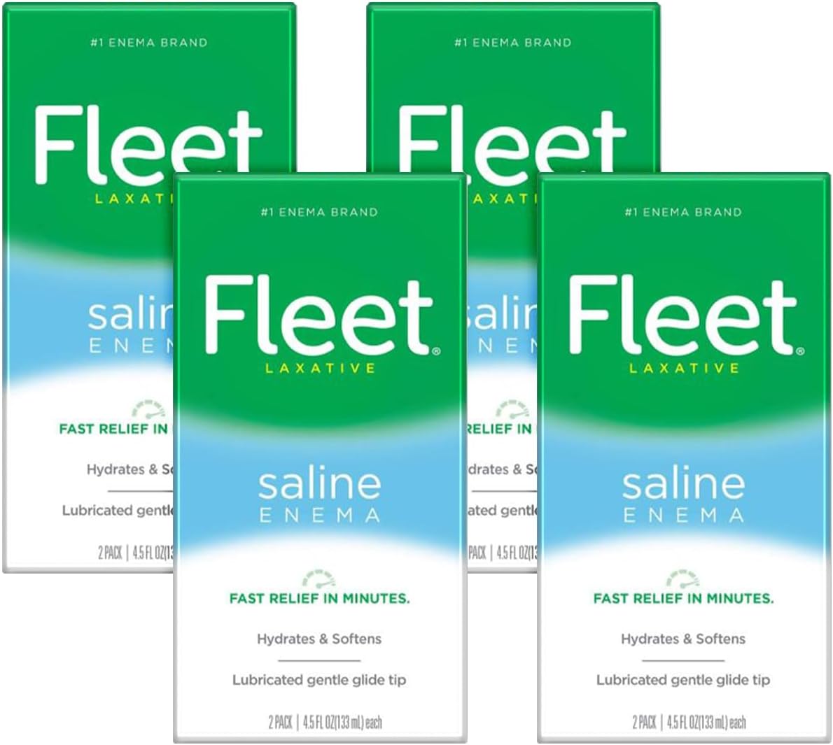 Fleet Laxative Saline Enema for Adult Constipation, 133 ml, 2 Bottles Each (Pack of 4, 8 Enemas Total) - görsel 1