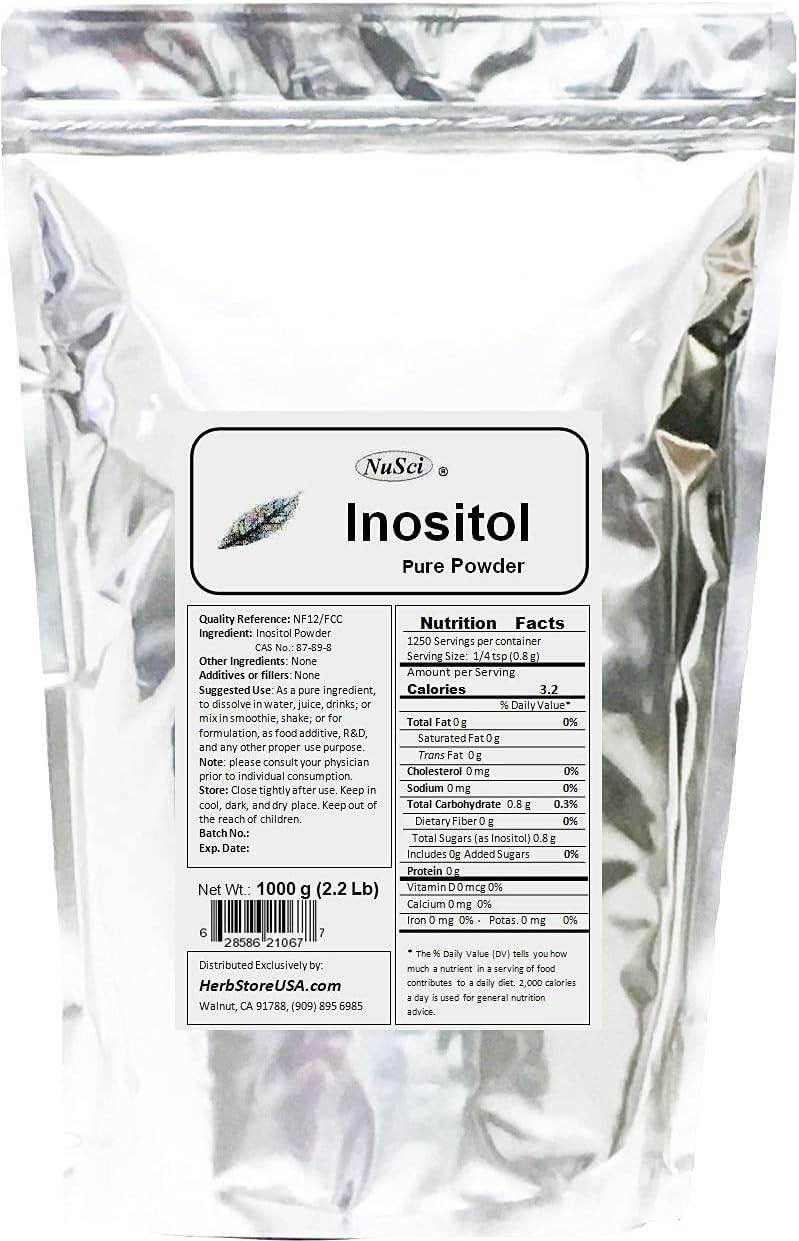 NuSci Inositol Bulk Pure Powder 1000g NF12 & FCC Quality Standard - görsel 1