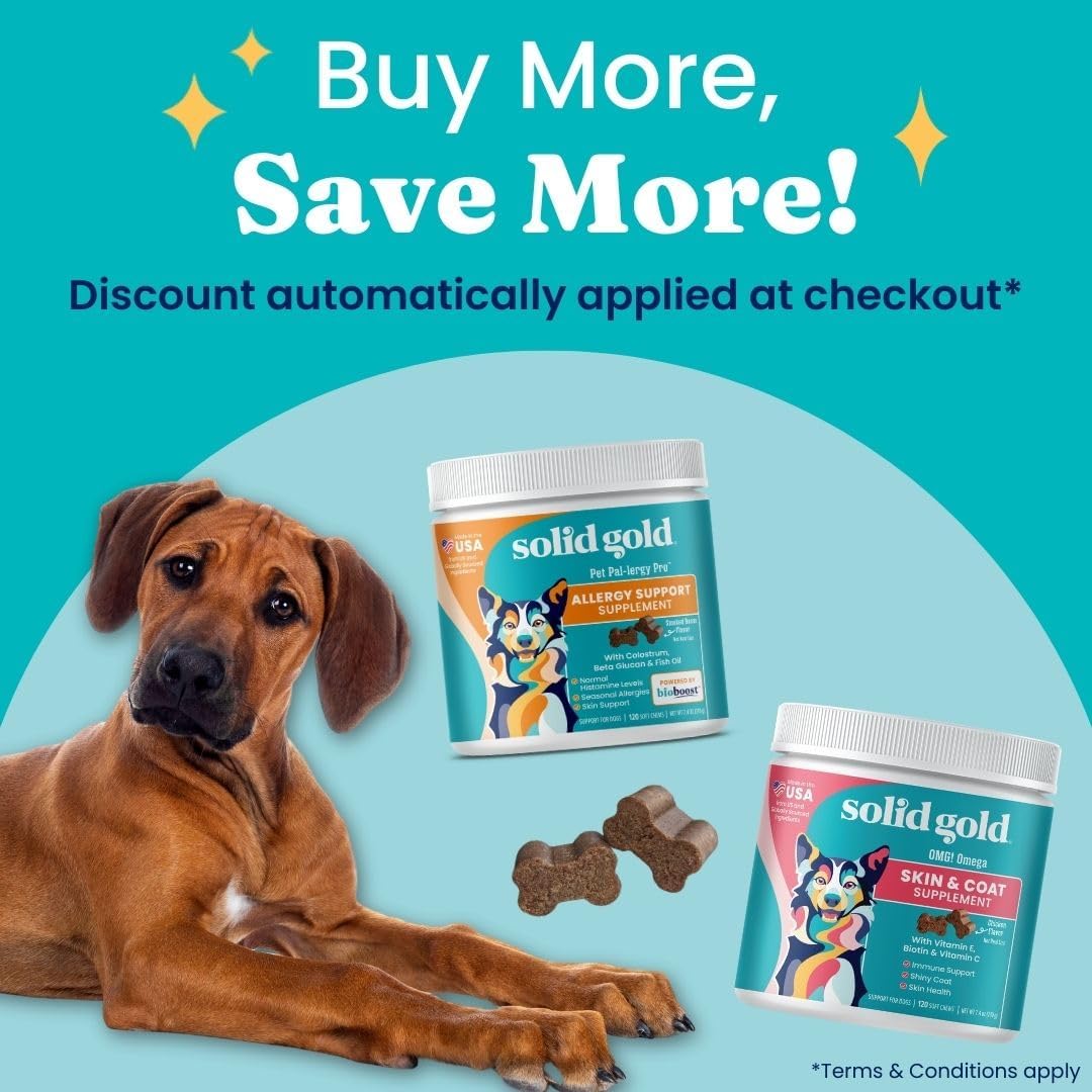 Solid Gold Omega-3 Fish Oil for Dogs Soft Chews - Chicken Flavoured - Skin & Coat Support with Vitamins C, E & Biotin - 120 Chews - görsel 3