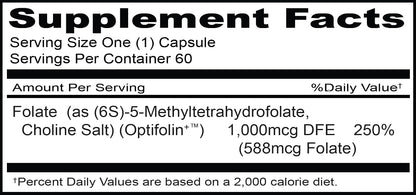 Priority One Priority Folate – 30 Capsules with Optifolin+™ 5-MTHF Folate