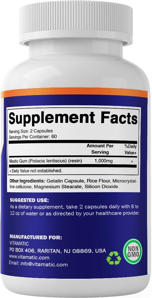 Vitamatic Mastic Gum 1000mg – Digestive, Gastrointestinal, Immune & Oral Support (120 capsules) - görsel 9