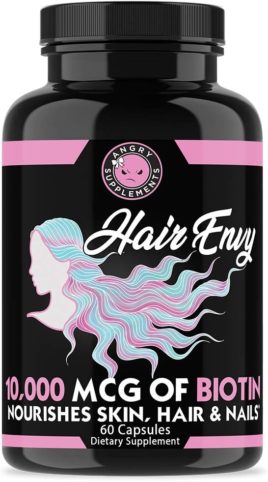 Angry Supplements Hair Envy – 10,000 mcg Biotin + Keratin Supplement (3 Bottles) - görsel 2
