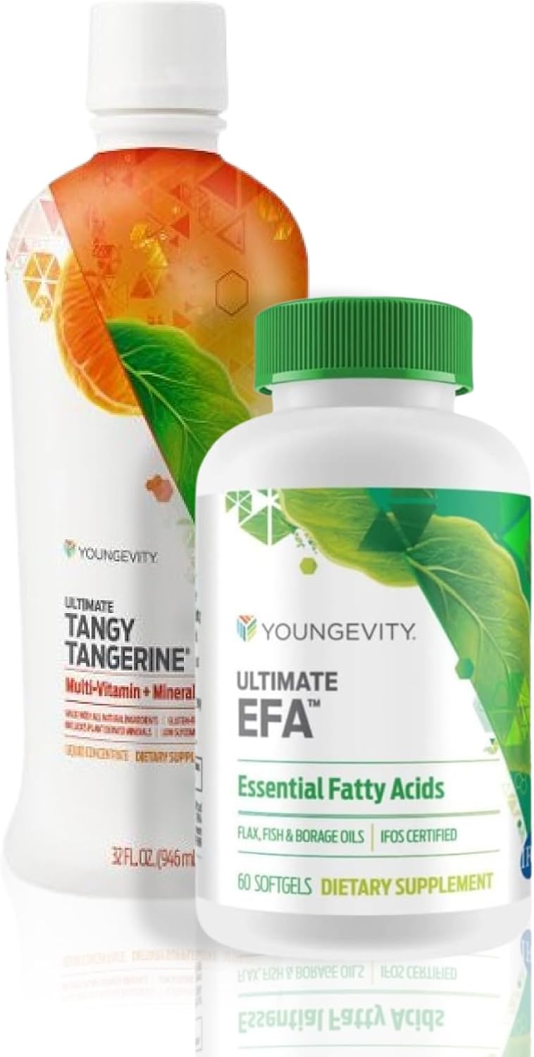 Youngevity Essential 90 Pak - Ultimate All-in-One Multivitamin Combination with Tangy Tangerine and EFA Softgels (30 Servings) - görsel 1