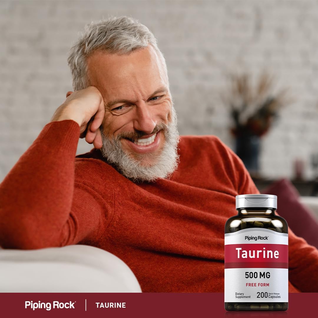 Piping Rock Taurine Supplement 500mg, 200 Capsules - görsel 6