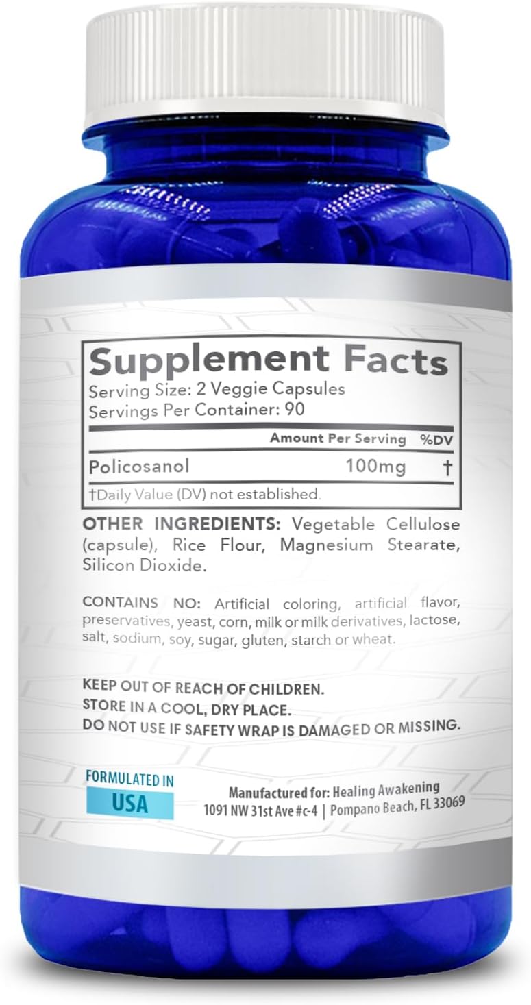 High Strength Policosanol Supplement – 100 mg, 90 Servings – Vegan, Non-GMO, Gluten-free - görsel 3