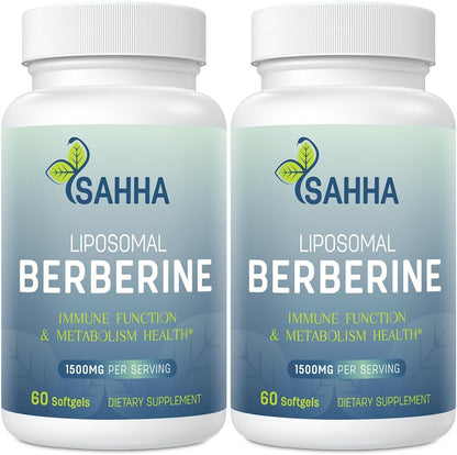 Sahha Liposomal Berberine HCL 1500mg – High Bioavailability Supplement for Men and Women (2 Pack)