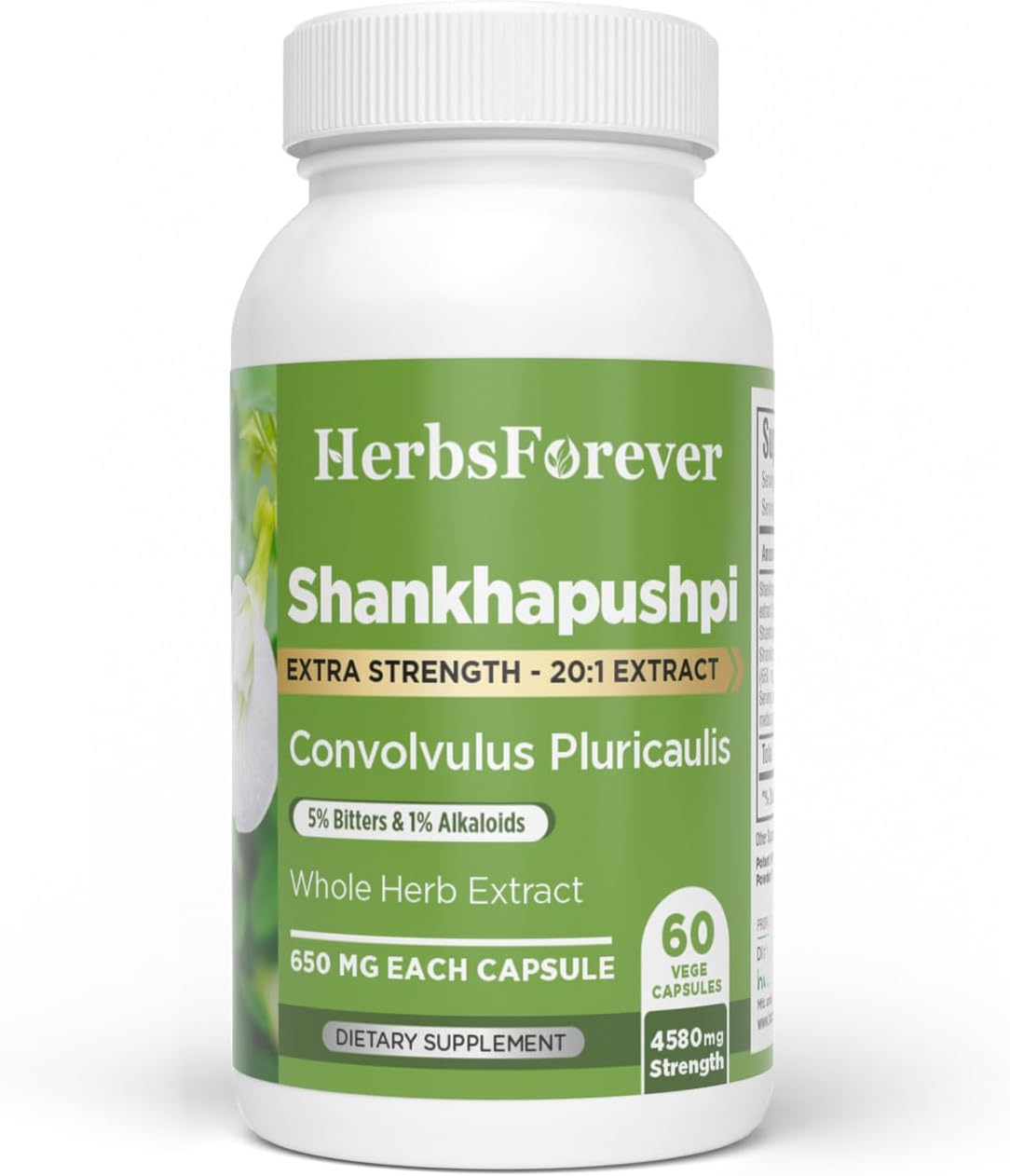 Herbsforever Shankhpushpi (Convolvulus pluricaulis) Extra Strength Extract - Traditional Brain Tonic & Mental Focus - 60 Vegan Capsules - görsel 1