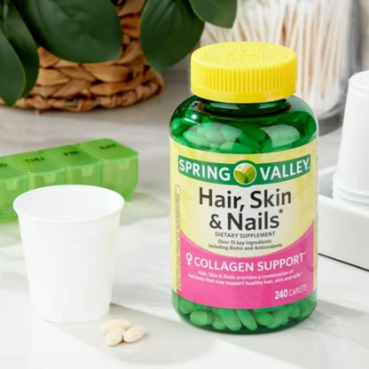 Spring Valley Hair, Skin & Nails Complex with Biotin and Collagen, 240 Caplets