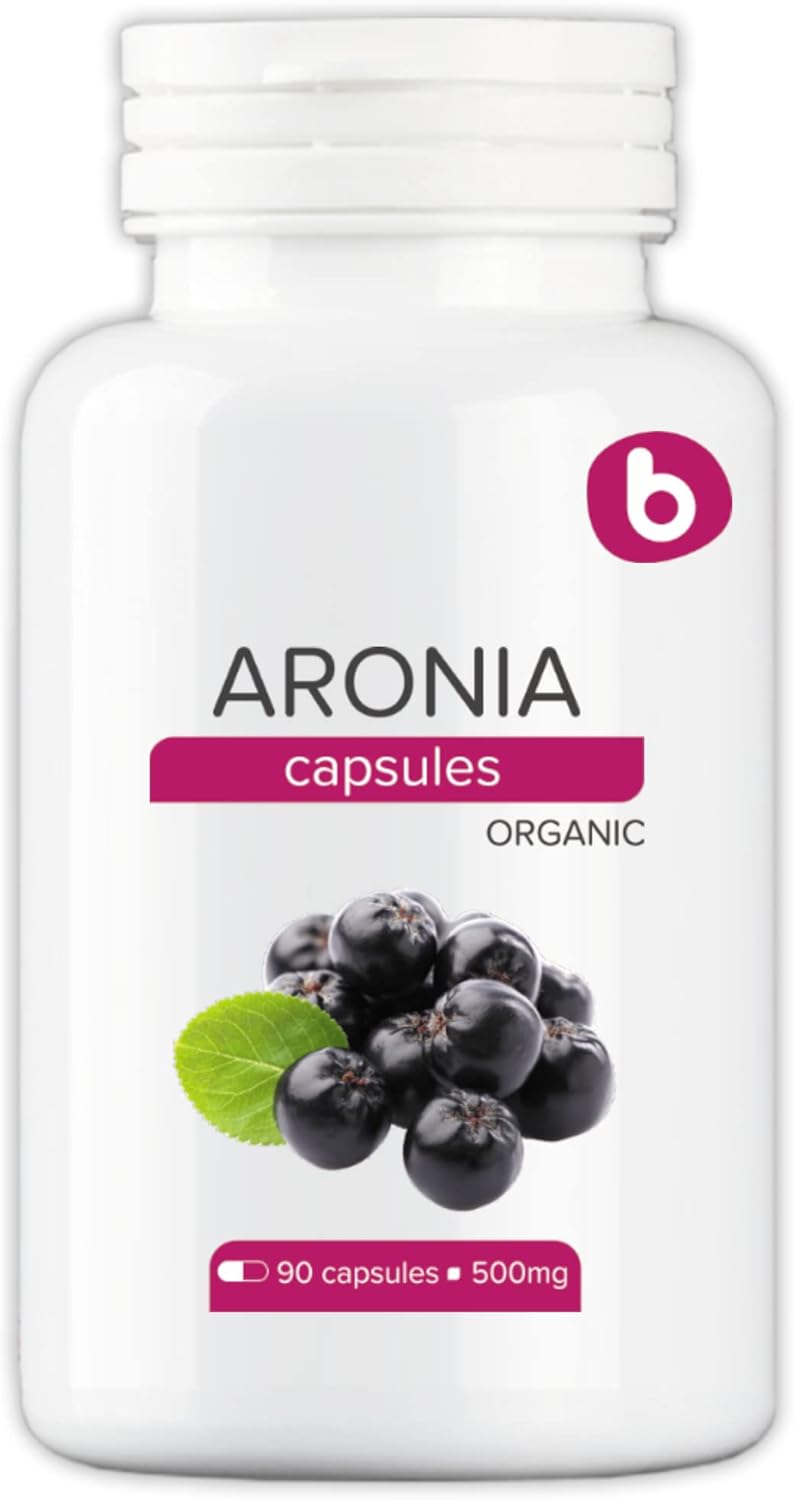 Organic Aronia Berry Capsules – Black Chokeberry Supplement – 500mg, 90 Vegan Capsules - görsel 1