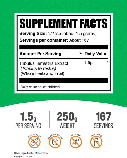BulkSupplements.com Tribulus Terrestris Extract Powder, 250g