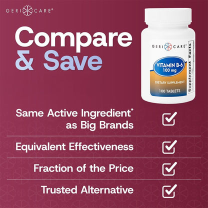 GeriCare Vitamin B6 100mg, 100 Tablets