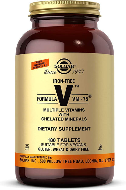 Solgar Iron-Free Formula VM-75, 90 Tablets - Multivitamin with Chelated Minerals