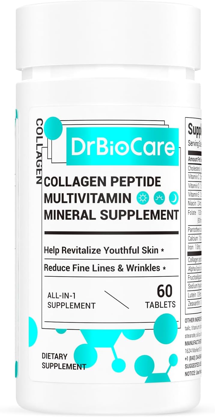 DrBioCare Collagen Peptides for Women, Beauty Vitamin and Mineral Supplement, Contains Vitamin D3, Probiotics, Vitamin B Complex, Vitamin E - 120 Tablets - görsel 10