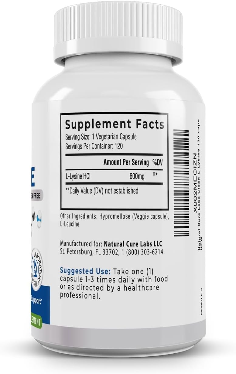 Palmara Health Clean L-Lysine 600mg, 120 Capsules - Vegan, Non-GMO, Gluten-free - görsel 9
