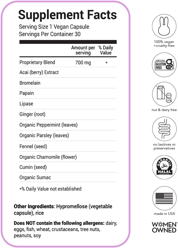 HAIRtamin BLOATamin - Vegan Digestive Enzymes for Bloating Relief (30 Capsules) - görsel 5