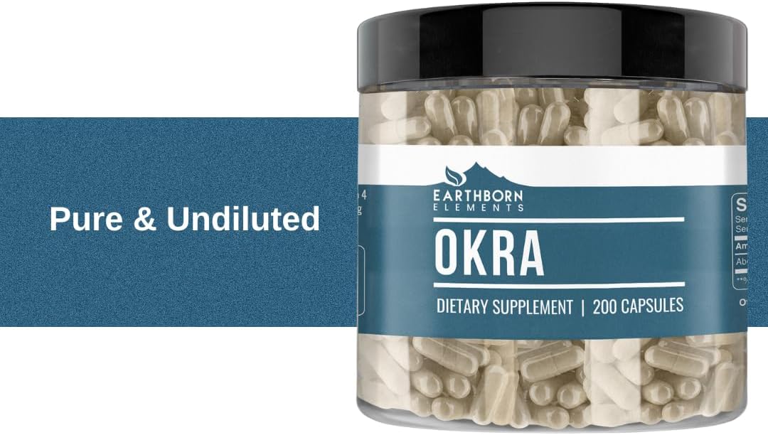 Earthborn Elements Okra Extract 200 Capsules, Pure & Undiluted - görsel 4