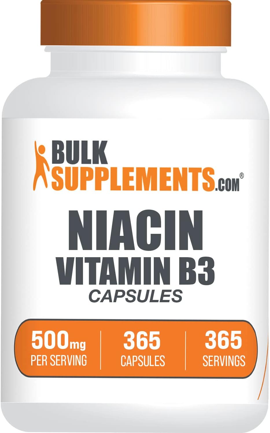 Niacin Capsules 500mg - Vitamin B3 Supplement, Gluten-Free, 365 Capsules - görsel 1