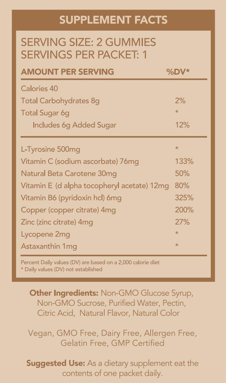 Summer Glow Tanning Gummies - Miami Vice Flavour - Pineapple, Coconut, & Strawberry - Vegan - Gluten-Free - Dairy-Free - Natural Ingredients - Essential Nutrients - Travel Size - 30-Day Supply - görsel 6