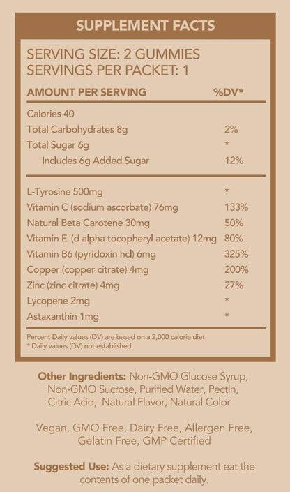 Summer Glow Tanning Gummies - Miami Vice Flavour - Pineapple, Coconut, & Strawberry - Vegan - Gluten-Free - Dairy-Free - Natural Ingredients - Essential Nutrients - Travel Size - 30-Day Supply