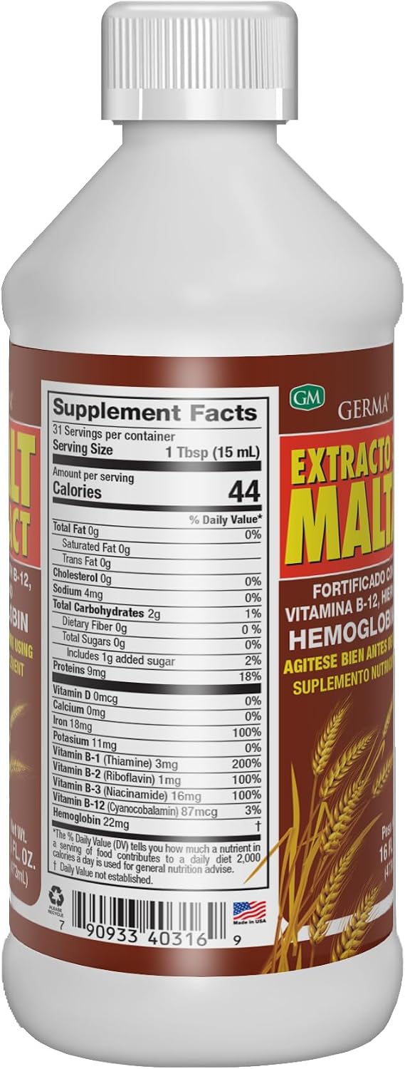 Germa Malt Extract (Extracto de Malta) – Liquid Dietary Supplement for Energy & Vitality – Rich in B-Vitamins & Essential Minerals – Traditional Nutritional Support – 473 ml - görsel 5