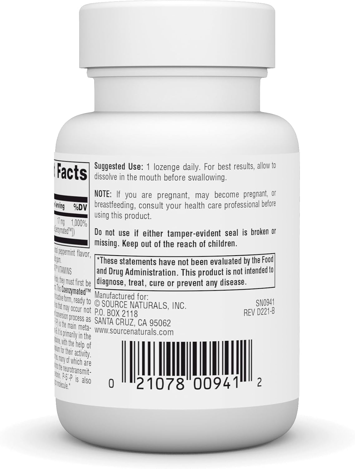 Source Naturals Coenzymated B-6 – 25 mg Pyridoxal-5-Phosphate (P5P) Lozenges, 60 Lozenges - görsel 3