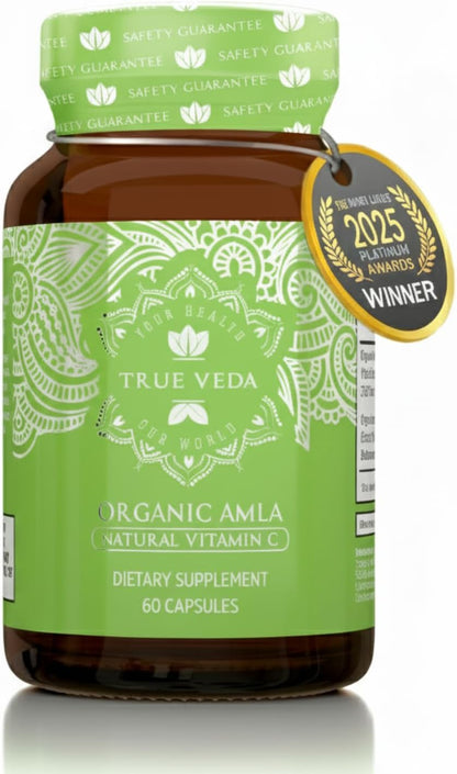True Veda Organic Amla Capsules | Indian Gooseberry Whole Food Vitamin C Supplement