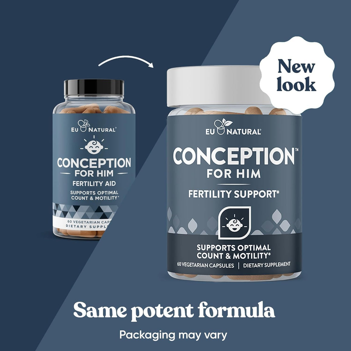 Eu Natural Conception for Him - Male Fertility Supplements with Ashwagandha, Folate & Zinc - Sperm Count, Motility & Strength Support - Fertility Support for Men, 120 Vegetarian Capsules - görsel 2
