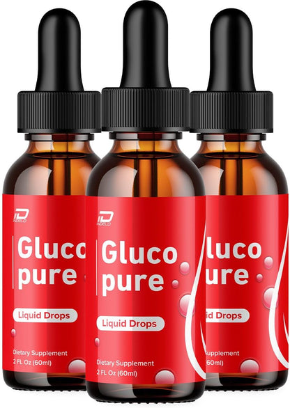 Gluco Pure Drops Healthy Formula - Extra Strength Liquid Drops (3 Pack, 3 Month Supply)