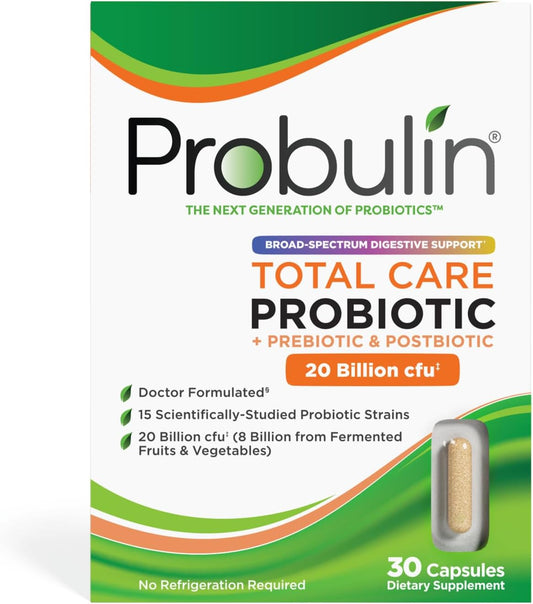 Probulin Total Care Probiotic Supplement - 20 Billion CFU, 30 Capsules