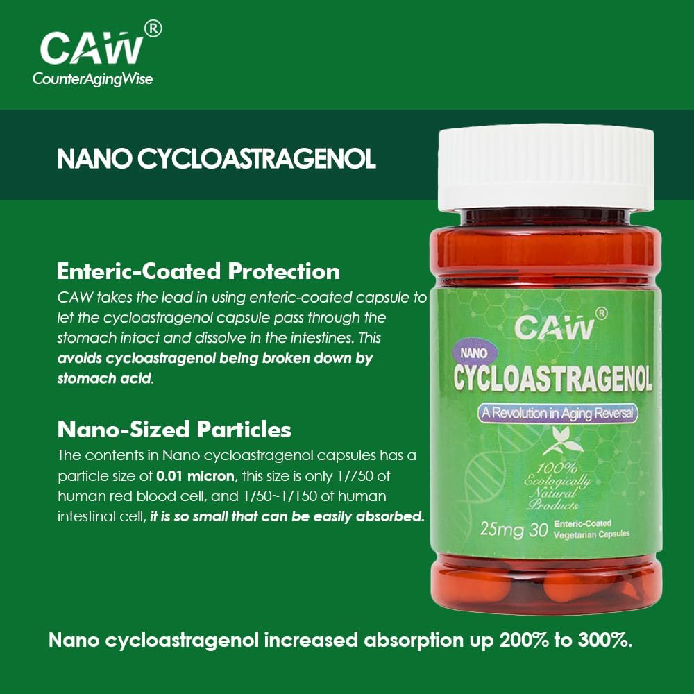 CAW Nano Cycloastragenol 25mg – Enhanced Absorption with Enteric-Coated Capsules (30 Capsules) - görsel 2