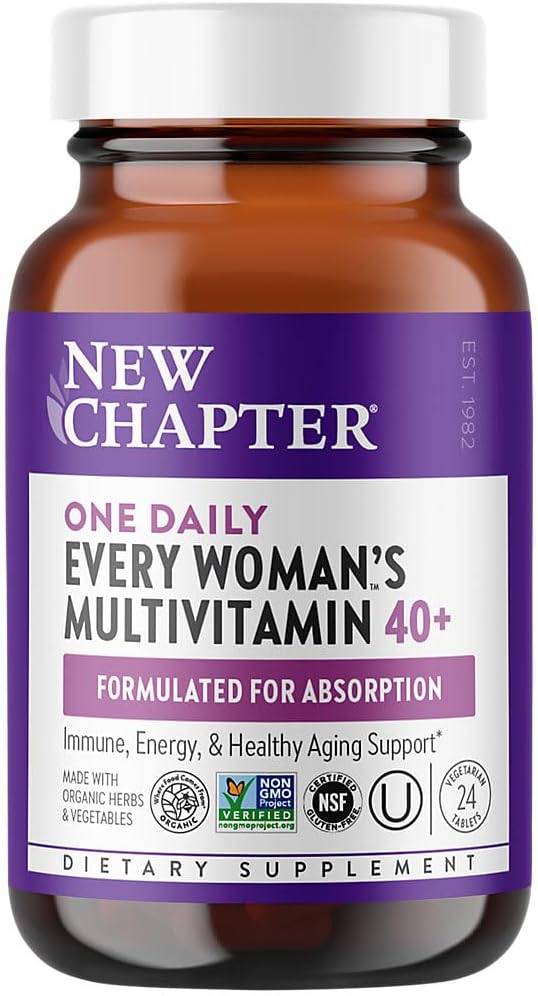 New Chapter Women's Multivitamin, Every Woman's One Daily 40+, Fermented with Probiotics + Vitamin D3 + B Vitamins + Organic Non-GMO Ingredients - 24 Count - görsel 1