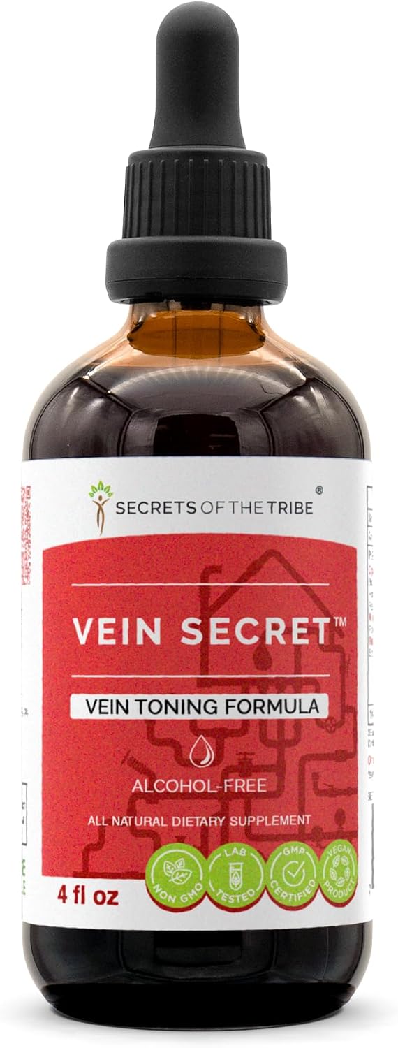 Secrets of the Tribe - Vein Secret, Vein Toning Formula, Herbal Supplement Blend Drops Alcohol-Free Liquid Extract (118 ml) - görsel 1