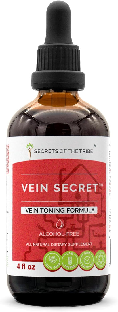 Secrets of the Tribe - Vein Secret, Vein Toning Formula, Herbal Supplement Blend Drops Alcohol-Free Liquid Extract (118 ml)