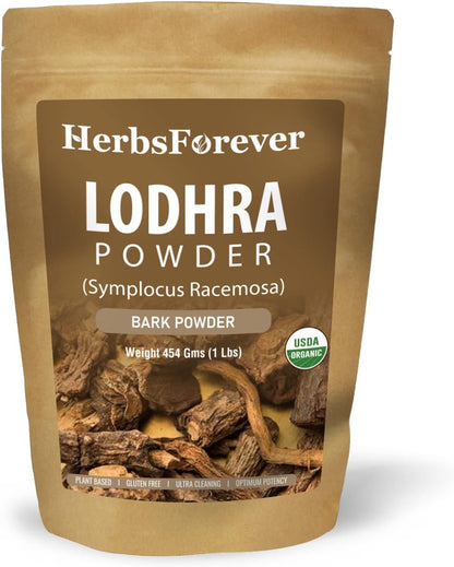 Herbsforever Lodhra Bark (Symplocos Racemosa) Powder - Wild Harvested, Non-GMO, Vegan - 16 oz (454 g)