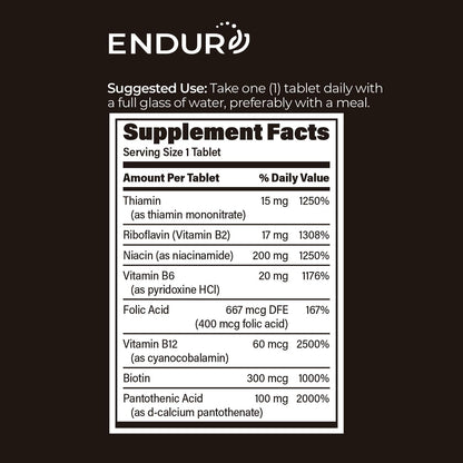 ENDUR-B Complex SR (Sustained Release) B Vitamins - 150 Tablets