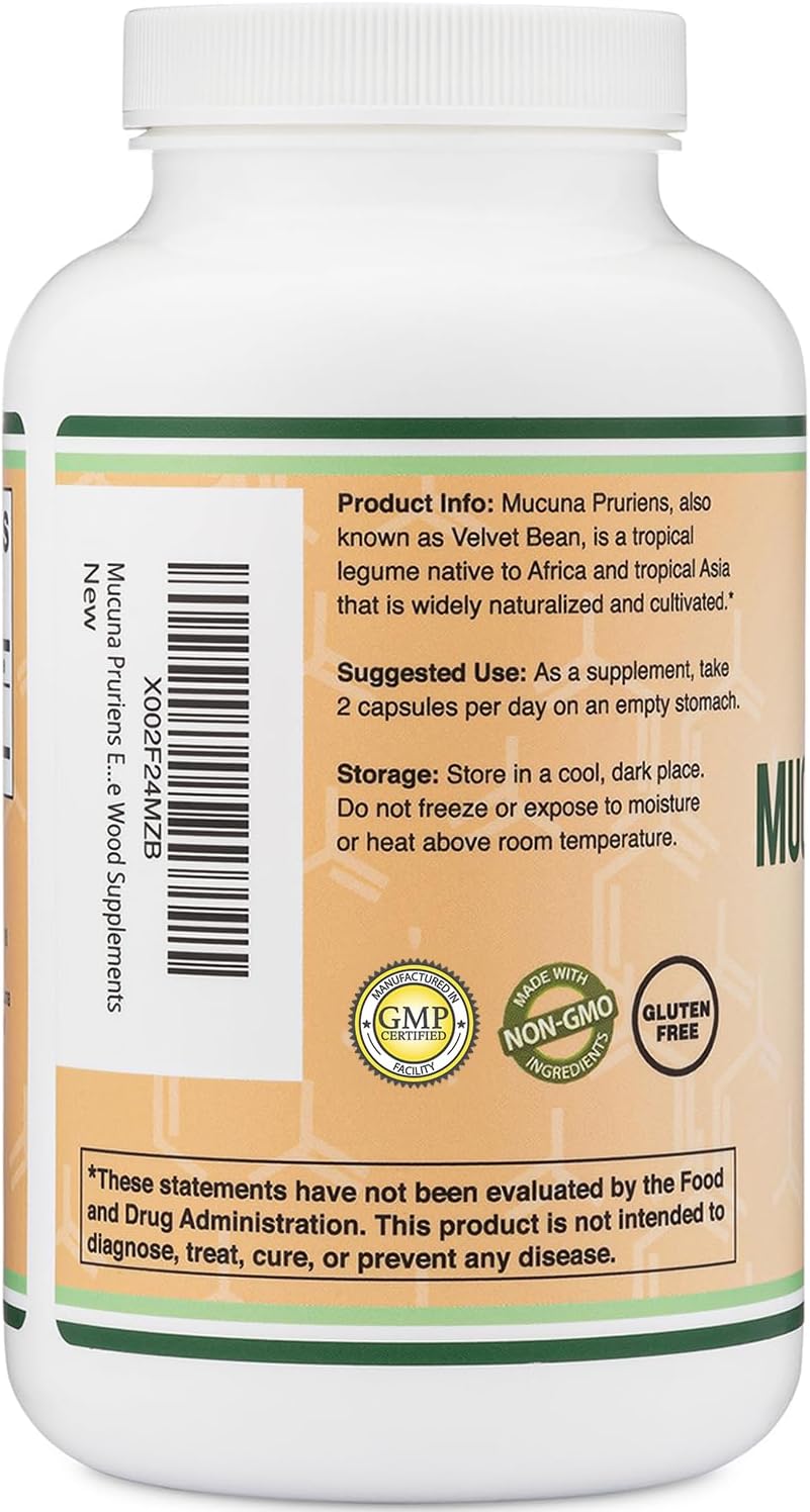 Double Wood Mucuna Pruriens Extract – 210 Capsules (1000mg, 20% L-Dopa) - görsel 4