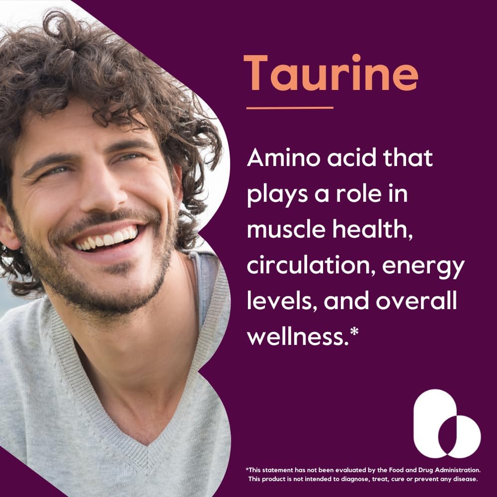 BESTVITE Taurine 1000mg – 240 Vegetarian Capsules – Pure Amino Acid Supplement – Vegan, Non-GMO, Gluten-Free - görsel 2