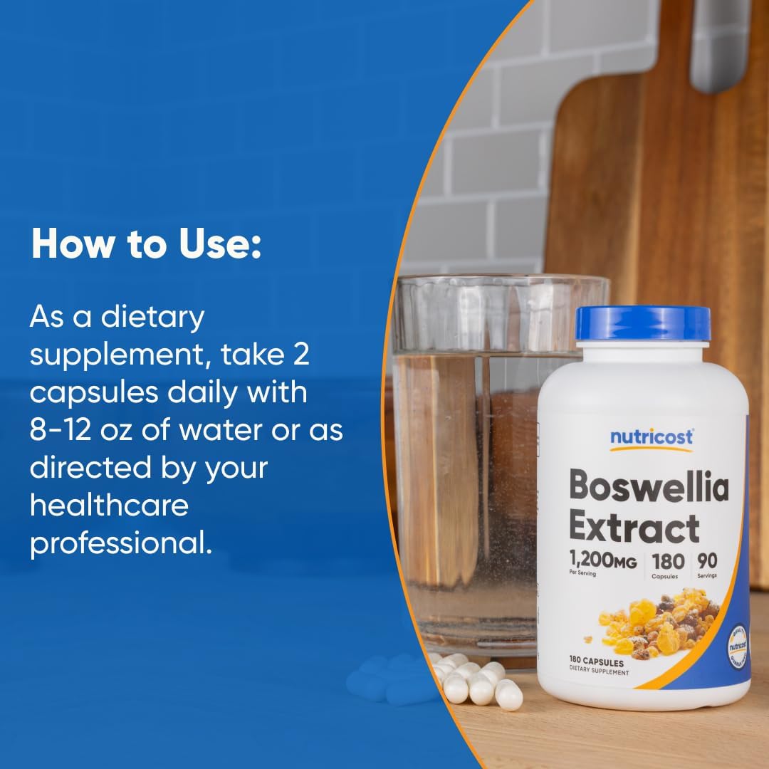 Nutricost Boswellia Extract 180 Capsules - 1,200mg per Serving, 90 Servings - Gluten-free, Non-GMO, Vegan - görsel 7