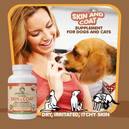 Skin and Coat Supplement with Fish Oil and Omega-3, 60 Tablets for Dogs and Cats