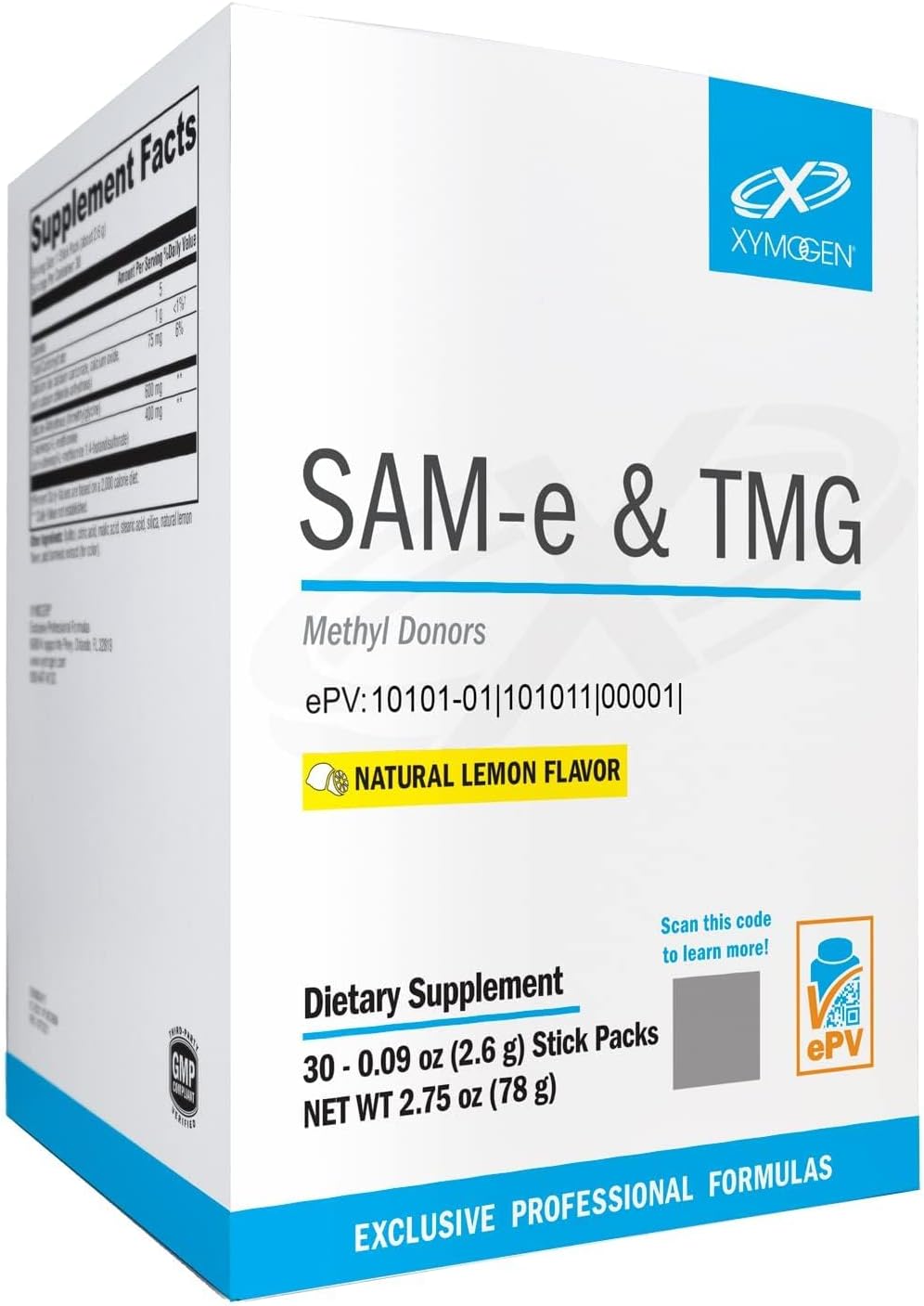 XYMOGEN SAM-e & TMG - 400 mg SAM-e & 600 mg TMG - Methylation Support - Gluten-free, Vegan - Lemon - 30 Servings - görsel 1