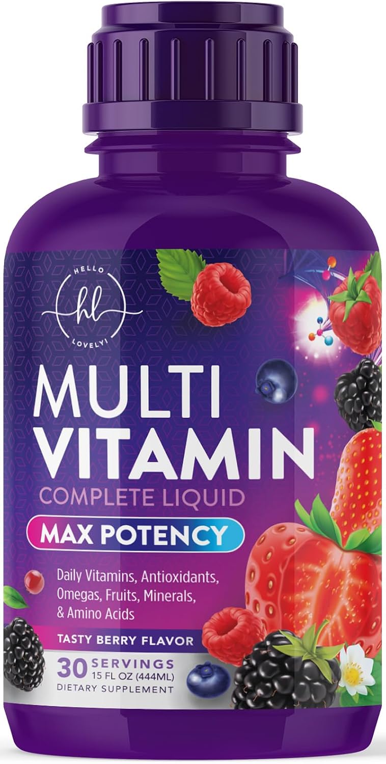 Hello Lovely! Liquid Multivitamin – Sugar Free Daily Multi for Women, Men & Kids, Berry Flavour (450 ml) - görsel 1