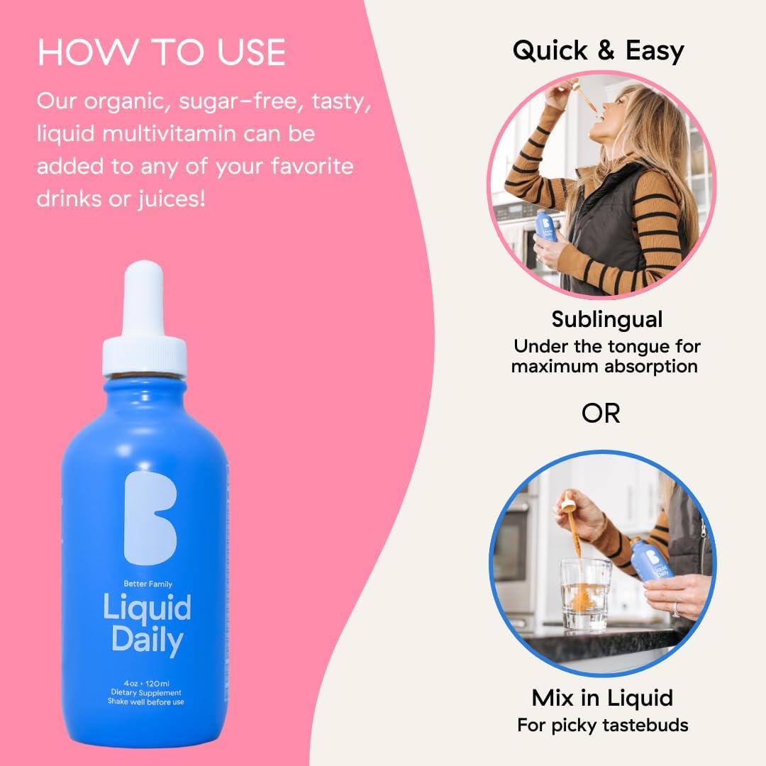 Better Family Liquid Daily Multivitamin - All-in-One Wellness Drop - Methylated Vitamins - 120 ml - görsel 5