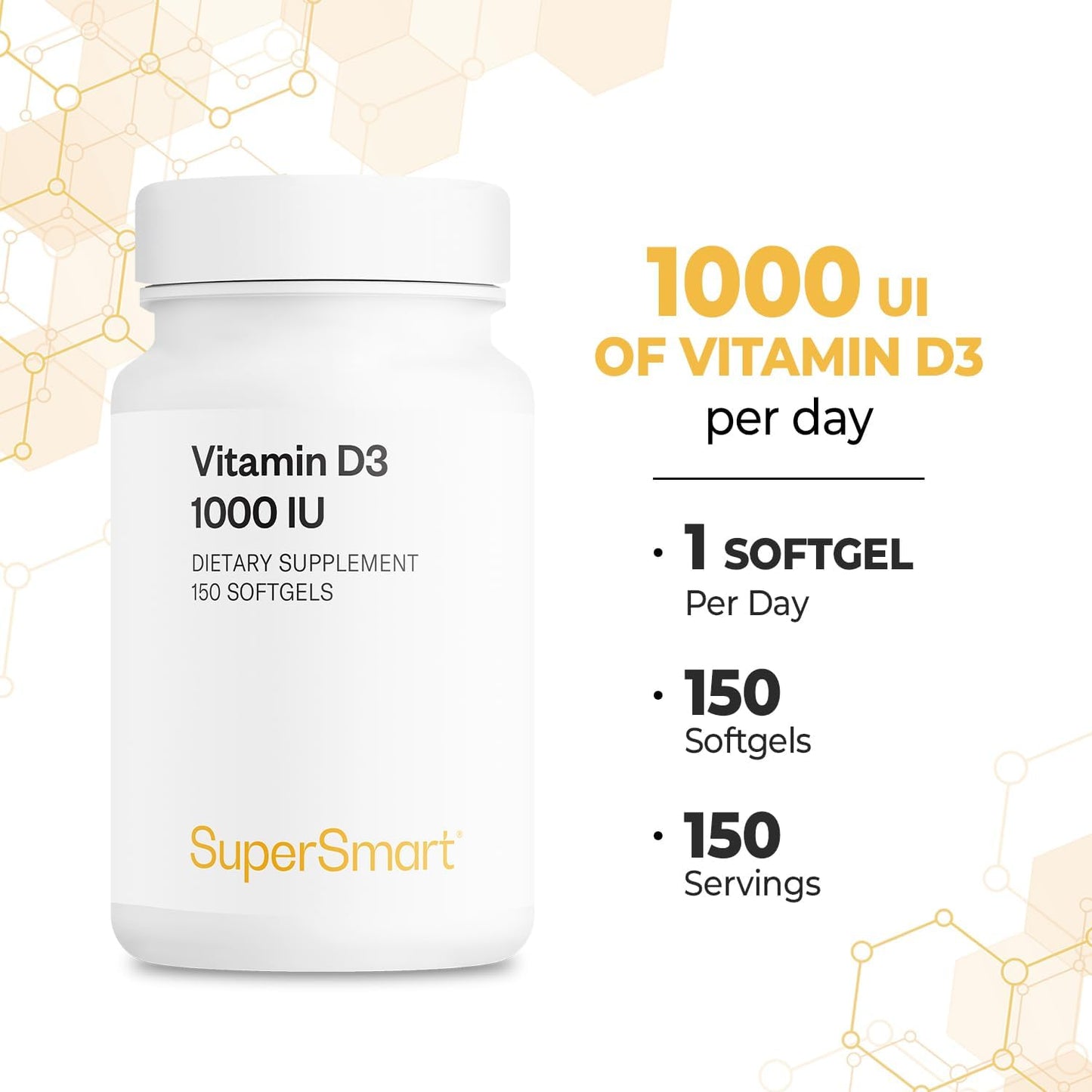 Supersmart Vitamin D3 1000 IU – 150 Soft gel capsules - görsel 5