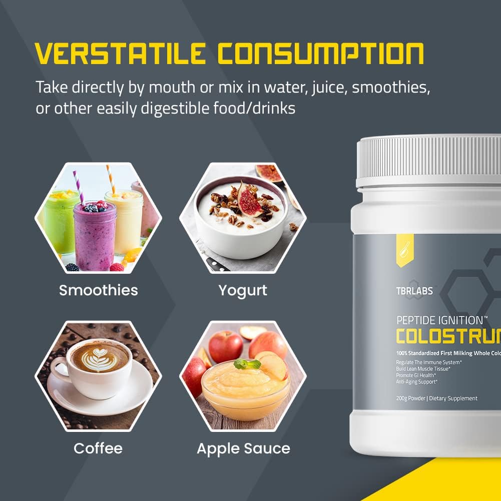 TBR Labs Colostrum Powder, Grass Fed, First Milking, 200g (132 Servings) - görsel 4