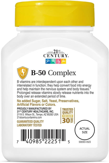 21st Century Complex B-50 Tablets, Prolonged Release - 60 Count (Pack of 2)
