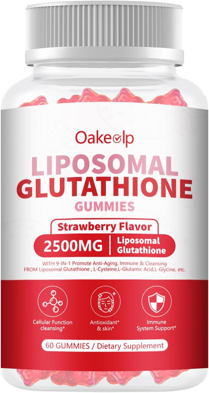 Extra Powerful 2500mg Liposomal Glutathione Gummies for Skin Radiance, Enhanced Absorption – Complex with L-Cysteine, L-Glycine, Milk Thistle for Liver Health, Antioxidant Support for Healthy Ageing